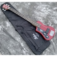 4 String Hofner Bass Mini Travel Red Electric Guitar Bass with Gigbag (Left-handed/Right-handed)