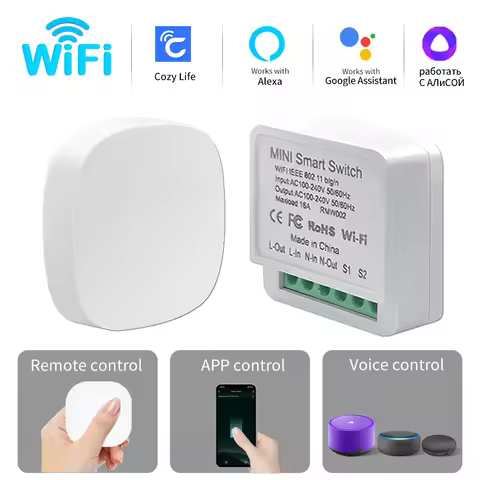 WiFi Smart Switch Module 16A DIY Relay Breaker RF2.4G Cozylife APP Remote Control Work With Alexa Go