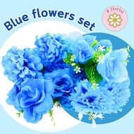 Blue flowers set เซ็ตดอกไม้สีฟ้า ดอกไม้ปลอม ดอกไม้ประดิษฐ์ ตกแต่งบ้าน ช่อดอกไม้ DIY พร๊อพถ่ายรูป