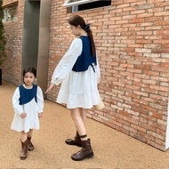 denim vest denim jacket woman Play Together Parent-Child Wear Mother-Daughter Korean Version Denim V