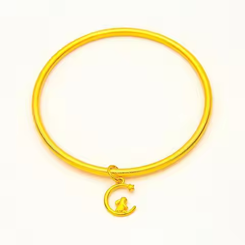 24K Gold Ancient 3MM Women's Bracelet, AU999 Pure - Trendy Chiseling, Surface Texture + Light Flow, 