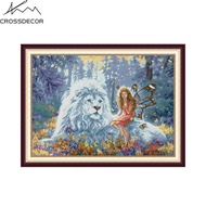 Crossdecor ชุดปักครอสติชที่สมบูรณ์นางฟ้าผีเสื้อและ Lion King พิมพ์ผ้า Aida ผ้าใบ11CT 14CT 16CT ผ้าปร