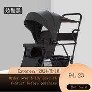 WJGenuine Twin Stroller Front and Rear Sitting Stroller Lightweight Baby Double Stroller Two-Child Stroller Reclining JP