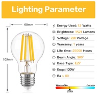 12W E27 High Lumens LED Edison Bulb A19 Warm White 2700K หลอดไฟหรี่แสงได้หลอดไฟ90% ประหยัดพลังงานสำหรับโคมระย้าเปลี่ยน