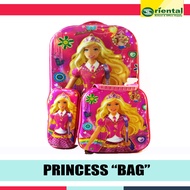 Barbie Trolley Bag - School or Stroller Travel bag for Kids - 3 Pieces Set - Lunch Box and Pencil ca