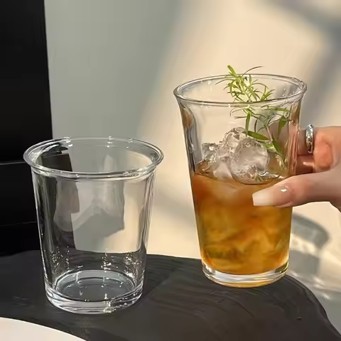 Simple Transparent Juice Milk Tea Mug Korean Style Coffee Cup Household Creative Cold Brew Latte Mug