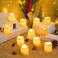 6/12pcs Creative Candle Lights Wedding Bar Layout LED Dusting Small Candles Golden Silver Wavy Mouth Candles