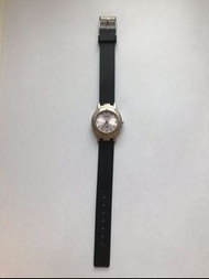SEKONDA 銀色圓形粉紫色錶面黑色塑膠帶手錶