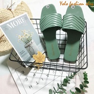 [Hoàn tiền 15%]Hình thật-DL26-Dép lê nữ quai ngang chữ V da mềm êm chân