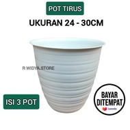 Pot Tawon Tirus Ukuran 30 cm &amp; 24 cm isi 3 pcs Pot Bunga Murah Pot Tanaman Pot Bunga Plastik Putih Pot Bunga Plastik Lusinan Murah