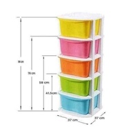 Bellevie Multi-Color Plastic Storage Shelf, 5-Tier Drawer with Wheels, Vietnamese-Japanese Products