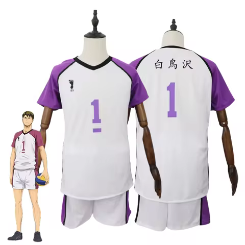 Anime Haikyuu!! Ushijima Wakatoshi Cosplay Costumes Shiratorizawa Volleyball Jersey Tendo Satori Spo