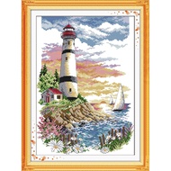 Joy Sunday Lighthouse (4) DMC Threads Stamped/Counted Cross Stitch Kits Cross-Stitch Kits Printed Embroidery Set Needlework