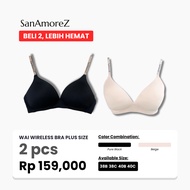 SanAmoreZ Wai Bra 2 PCS Bra Plus Size Full Cup Thin Foam Bra Women's Bra Without Wire Seamless 34A-3