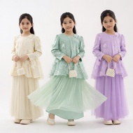 Muslimah Girls Baju Kurung Budak Moden Baju Raya 2026 Lilac Sage Green Cream Teal Blue