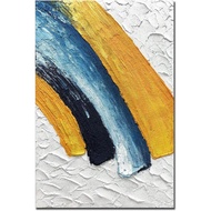 Art 24x36inch 100%  Painted Modern Textured Abstract  Paintings In Black White Yellow Palette Knife 