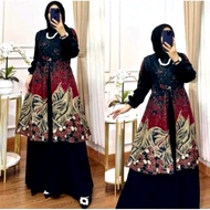 batik gamis /batik kombinasi polos/ gamis busui/ baju kondangan masa kini/ pakaian muslimah