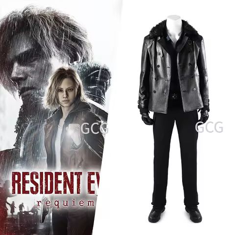 Leon·S·kennedy game clothing RE 9 Requiem cosplay Men's clothing leather jacket accessories T-shirt 