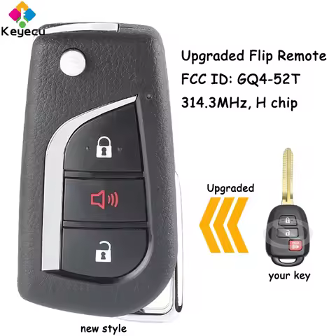 KEYECU Upgraded Flip Remote Car Key With 3 Buttons 314MHz H Chip for Toyota RAV4 Highlander 2013 201
