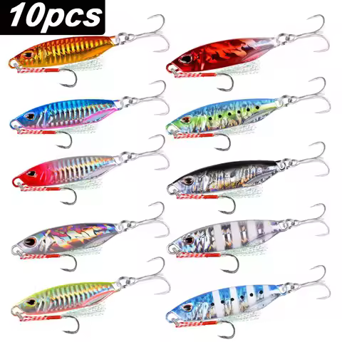10pcs/lot Metal Cast Jigs Lure Spoon 10G - 30G 40G 50G Shore Casting Jigging Fish Sea Bass Fishing L