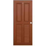 Global House CHAMP ประตู WPC 2ฟักบน 2เกล็ดล่าง M-WPC3 70x200ซม. สีโอ๊คแดง รับประกันของเเท้