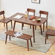 Solid Wood Retractable Dining Table Modern Minimalist Black Walnut Wooden Table Household Folding Ta