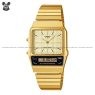 CASIO AQ-800EG-9A Unisex VINTAGE Analog-Digital Watch Dual Time SS Bracelet Gold *Original