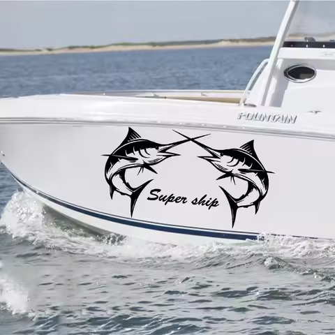 Lage Size super Ship Stickers For Boat Body Decal Styling Engine Hood Decor Marlin Fishing Sticker D