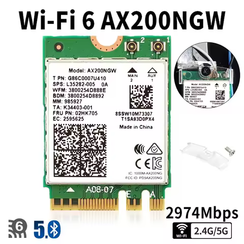 3000Mbps Wi-Fi 6 AX200 Bluetooth 5.1 802.11ac/ax 2.4G/5Ghz Desktop Kit AX200NGW Wireless Network WiF