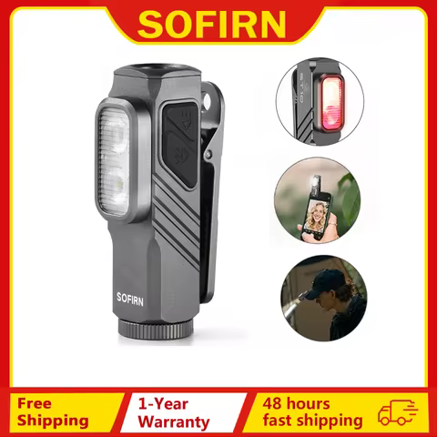 SOFIRN Mini ST10 1000LM EDC Flashlight USB C 14500 Rechargeable with Red Light 660NM Magnetic Tail &