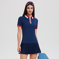 Cosleaf Elegant Slim Fit Polo Shirt for Women with Zipper Closure and Contrast Trim