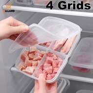 4 Grids Food Fruit Storage Box/ Portable Compartment Refrigerator Freezer Organizers/ Sub-Packed Meat Onion Ginger Clear Fresh-keeping Container