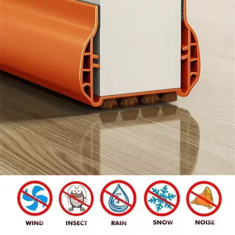Pvc Door Seal Draft Stopper With 4 Layer Brush Reduce Noise Insect Proof Dust Proof Sound Proof Weat