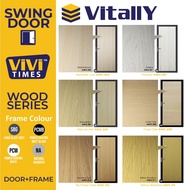 Aluminium Swing Door Toilet with Door Frame Bathroom Door Toilet Swing Door Pintu Tandas Jenis Vitally Aerolite Wood