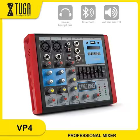 XTUGA Professional Audio Mixer 4 Channels DJ Controller Bluetooth Interface For Stage Performance Re