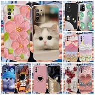 OPPO Reno5 Z Cute Flower Cat Painted Case Oppo Reno 5Z 5G CPH2211 Clear TPU Soft Silicone Phone Cases