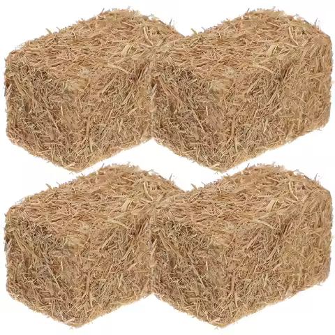 4pcs Mini Hay Rustic Miniature Farm Haystack Stackable Fake Hay Blocks Dollhouse Decoration