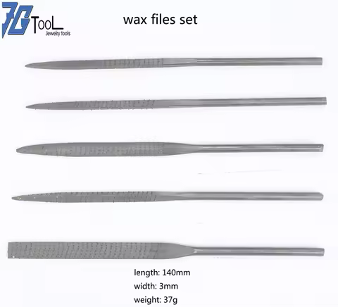 7gtool 5pcs Half Round Wax File Jewelry DIY Tool for Carving and Filing