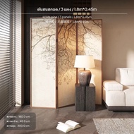 ฉากกั้นห้องดีไซน์จีนสมัยใหม่แบบ 3 ช่อง รุ่นยุคซ่ง หน้าจอพับได้ กรอบไม้สัก/ไม้สน พิมพ์ลายทัศนียภาพศิล