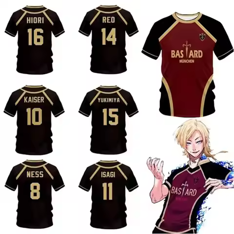 Jersey Futsal Pattern Vl Replika Blue Lock Anime Bastard Munich Summer Men'S And Women'S 3Dt Shirt C