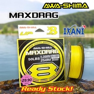 AWA-SHIMA MAX DRAG X8 BRAIDED LINE (150m~250m) FISHING LINE Line Fishing Braided 8X CASTING BOTTOM