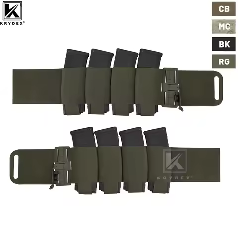 KRYDEX 2Pcs/Set Tactical Quick Release Elastic Hook & Loop Cummerbund with 4 AR Magazine Mag Pouch F