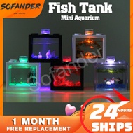 【Ready stock】Betta Fish Mini Aquarium Fighting Cylinder Rumble Building Block Fish Tank Spider Marimo