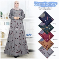 Gamis Siena Dress Diana Denim Melar Jumbo Realpict Original -Grey Abu