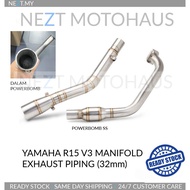 ❀Yamaha R15 V3 MT15 R15M Exhaust Manifold 32mm Piping Biasa  Titanium  Powerbomb COMBO♖