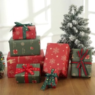 [LEUC3M] สำหรับเด็กผู้ใหญ่กระดาษห่อคริสต์มาส,ห่อของขวัญคริสต์มาสสีแดง,กระดาษคราฟท์,ตุ๊กตาหิมะซานต้า,กระดาษห่อกล่องของขวัญบรรจุภัณฑ์แบบทำมือ,50x74cm