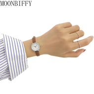 Simple Retr Women Brown White Small Watches Versatile Thin Strap Leather Band Ladies Quartz Watch Wristwatch Clock reloj mujer SYUE
