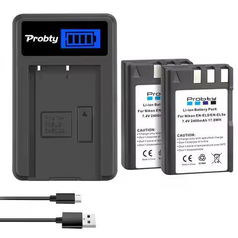 2400mAh EN EL9 EN EL9A EN-EL9 EL9A ENEL9 Batteries + LED Charger MH-23 for Nikon D40 D40X D60 D3000 