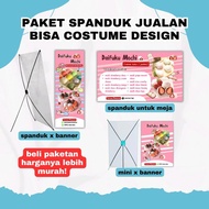 Paket Spanduk Jualan | Include : spanduk x-banner, spanduk meja jualan, spanduk mini x banner | Free