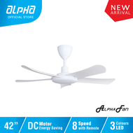 ALPHA AlphaFan - ALLY LED 5B 42 Inch DC Motor Ceiling Fan with 5 Blades (8 Speed Remote)